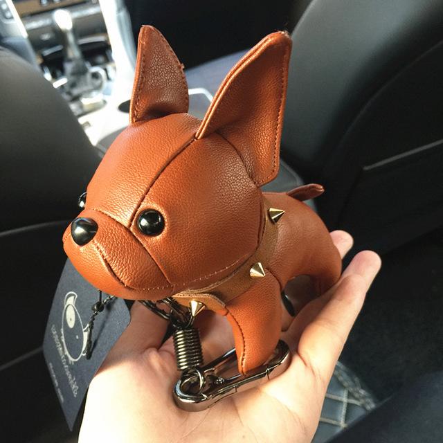 French Bulldog Leather Keychain