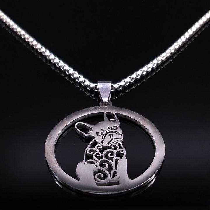 French Bulldog Pendant With Zircons