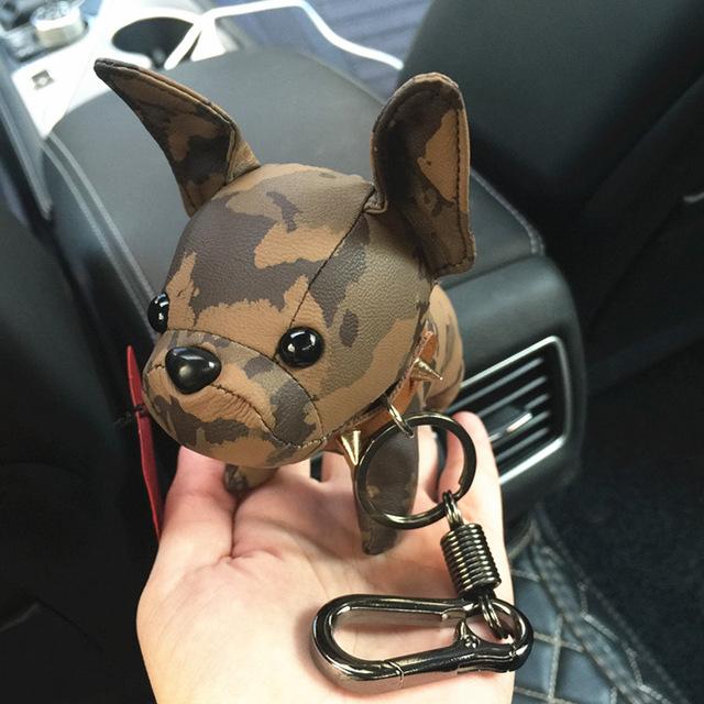 French Bulldog Leather Keychain