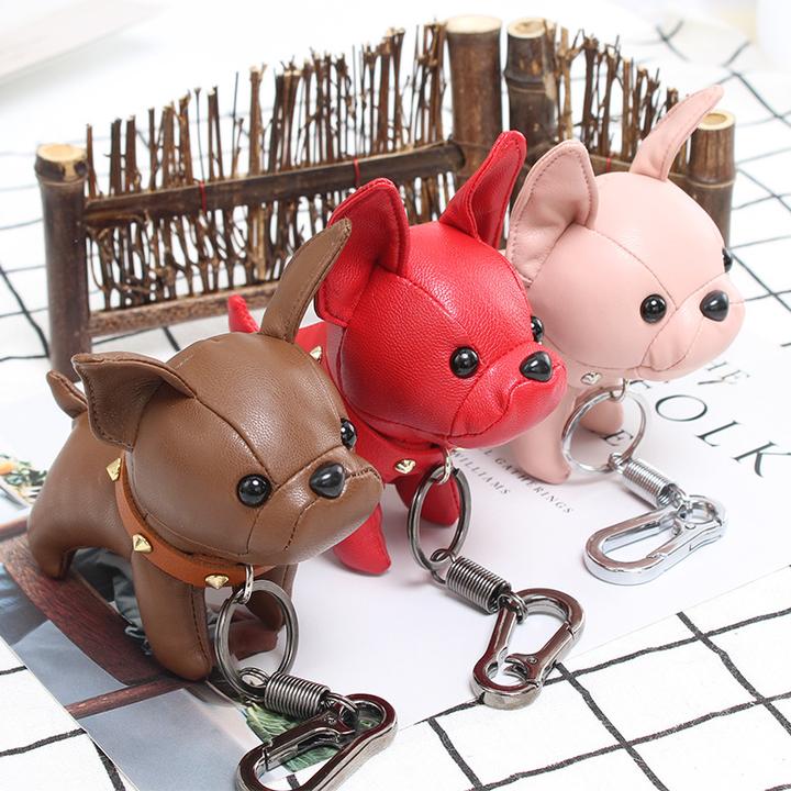 French Bulldog Leather Keychain