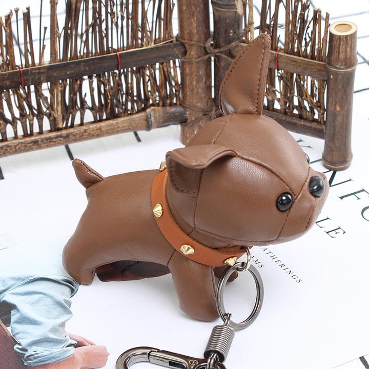 French Bulldog Leather Keychain